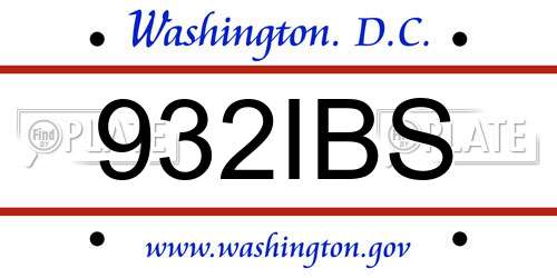 932IBS District Of Columbia License Plate