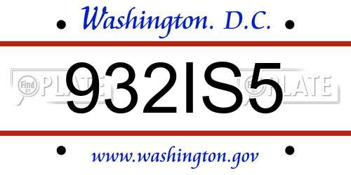 932IS5 District Of Columbia License Plate