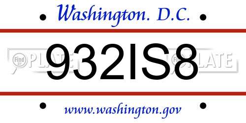932IS8 District Of Columbia License Plate