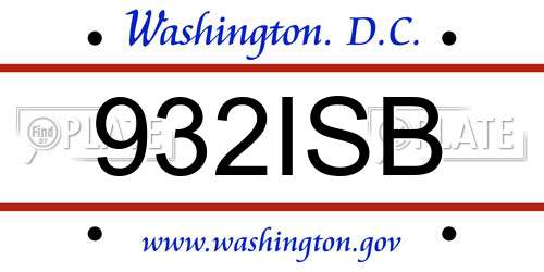 932ISB District Of Columbia License Plate