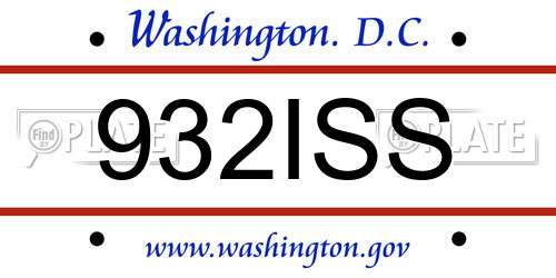 932ISS District Of Columbia License Plate