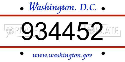 934452 District Of Columbia License Plate