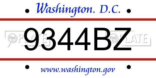 9344BZ District Of Columbia License Plate