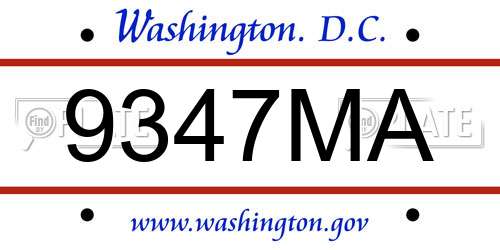 9347MA District Of Columbia License Plate