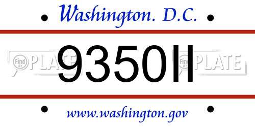 9350II District Of Columbia License Plate