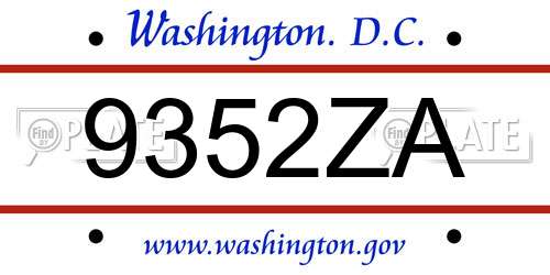 9352ZA District Of Columbia License Plate