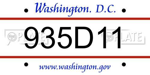 935D11 District Of Columbia License Plate