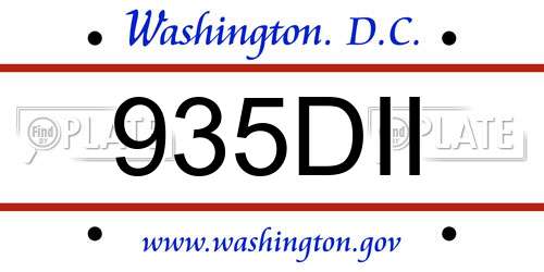 935DII District Of Columbia License Plate