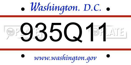 935Q11 District Of Columbia License Plate