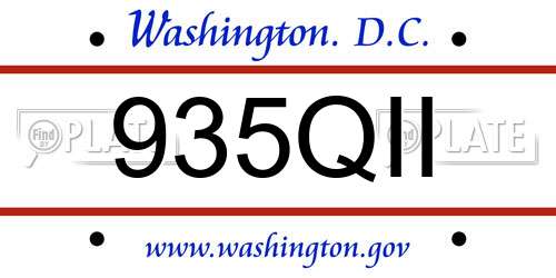 935QII District Of Columbia License Plate