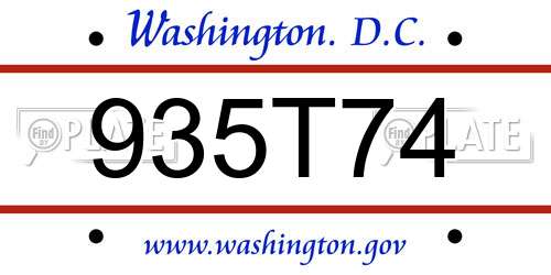 935T74 District Of Columbia License Plate