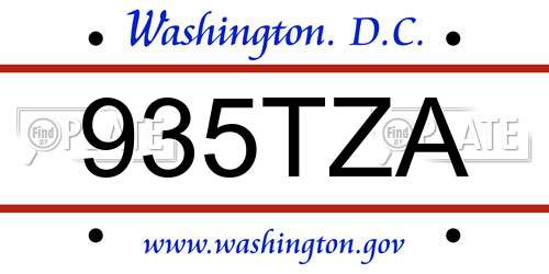 935TZA District Of Columbia License Plate
