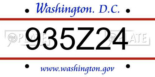 935Z24 District Of Columbia License Plate