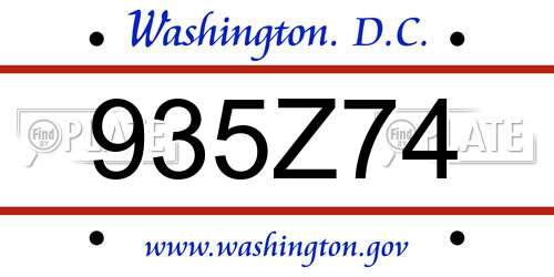 935Z74 District Of Columbia License Plate