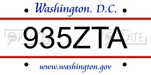 935ZTA District Of Columbia License Plate