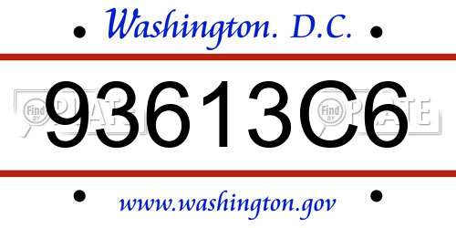 93613C6 District Of Columbia License Plate