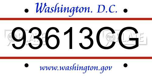 93613CG District Of Columbia License Plate