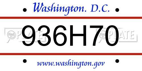 936H70 District Of Columbia License Plate