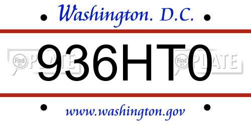936HT0 District Of Columbia License Plate
