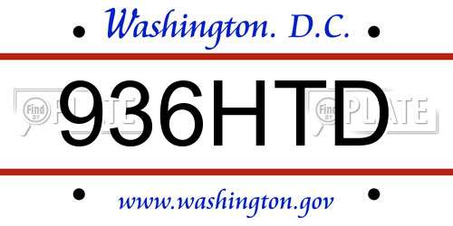 936HTD District Of Columbia License Plate