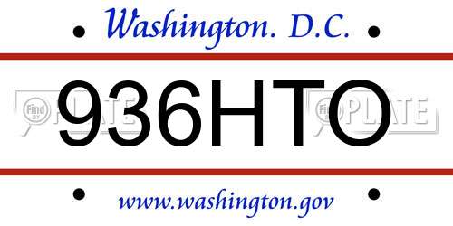 936HTO District Of Columbia License Plate