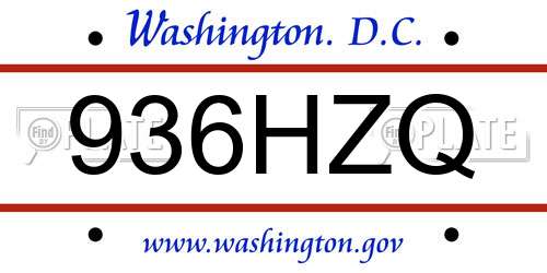 936HZQ District Of Columbia License Plate
