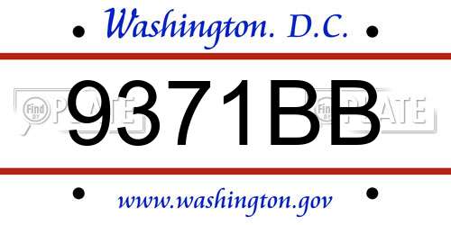 9371BB District Of Columbia License Plate