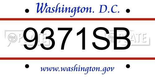 9371SB District Of Columbia License Plate