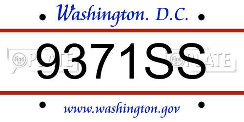 9371SS District Of Columbia License Plate