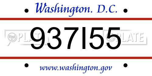 937I55 District Of Columbia License Plate