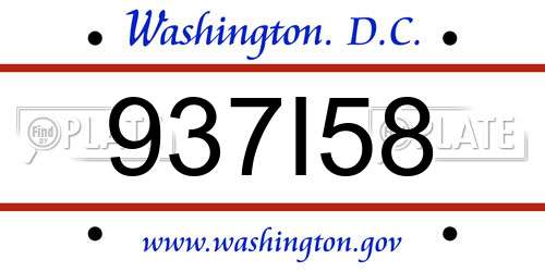 937I58 District Of Columbia License Plate