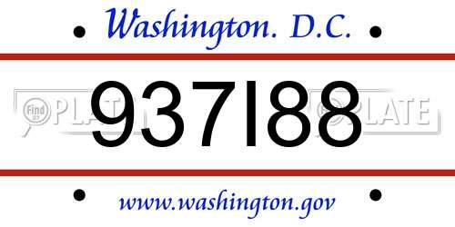 937I88 District Of Columbia License Plate