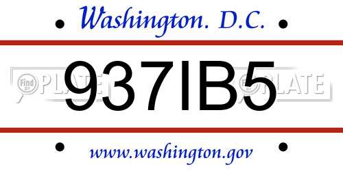 937IB5 District Of Columbia License Plate