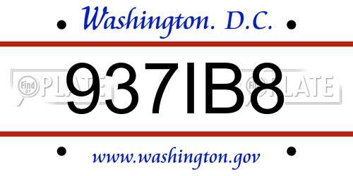 937IB8 District Of Columbia License Plate