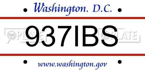 937IBS District Of Columbia License Plate