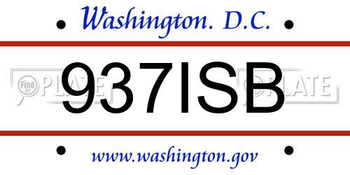 937ISB District Of Columbia License Plate