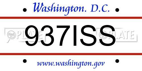 937ISS District Of Columbia License Plate
