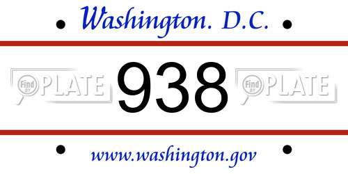 938 District Of Columbia License Plate