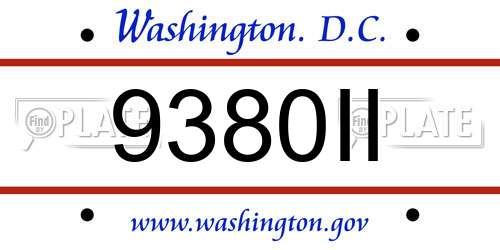9380II District Of Columbia License Plate