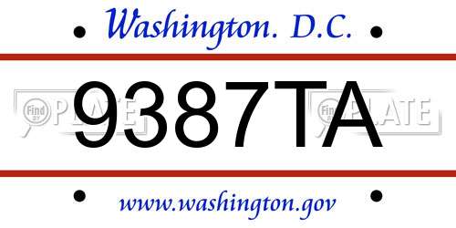 9387TA District Of Columbia License Plate