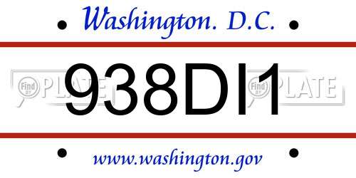 938DI1 District Of Columbia License Plate