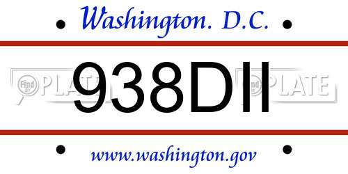 938DII District Of Columbia License Plate