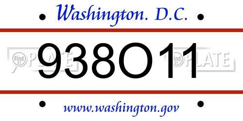 938O11 District Of Columbia License Plate