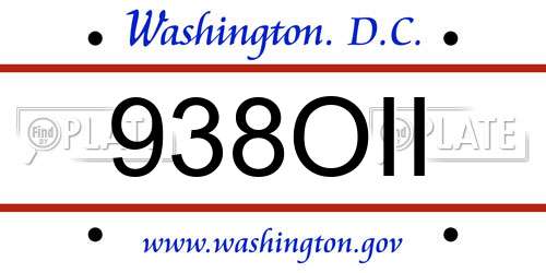 938OII District Of Columbia License Plate