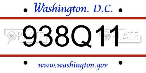 938Q11 District Of Columbia License Plate