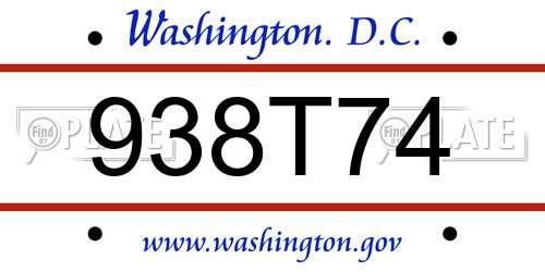 938T74 District Of Columbia License Plate