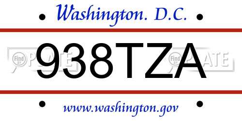 938TZA District Of Columbia License Plate