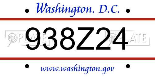 938Z24 District Of Columbia License Plate