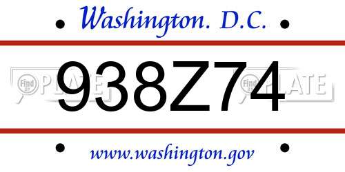 938Z74 District Of Columbia License Plate