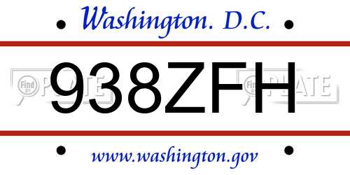 938ZFH District Of Columbia License Plate